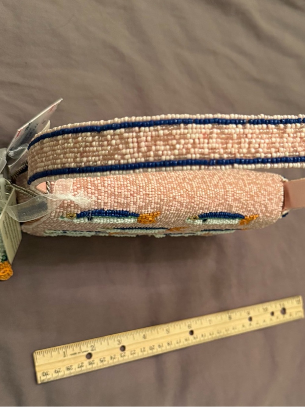 NEW NWT Viral Beaded Purse Bag Pink Sardines Fish with Charm - Made in India - Picture 11 of 15